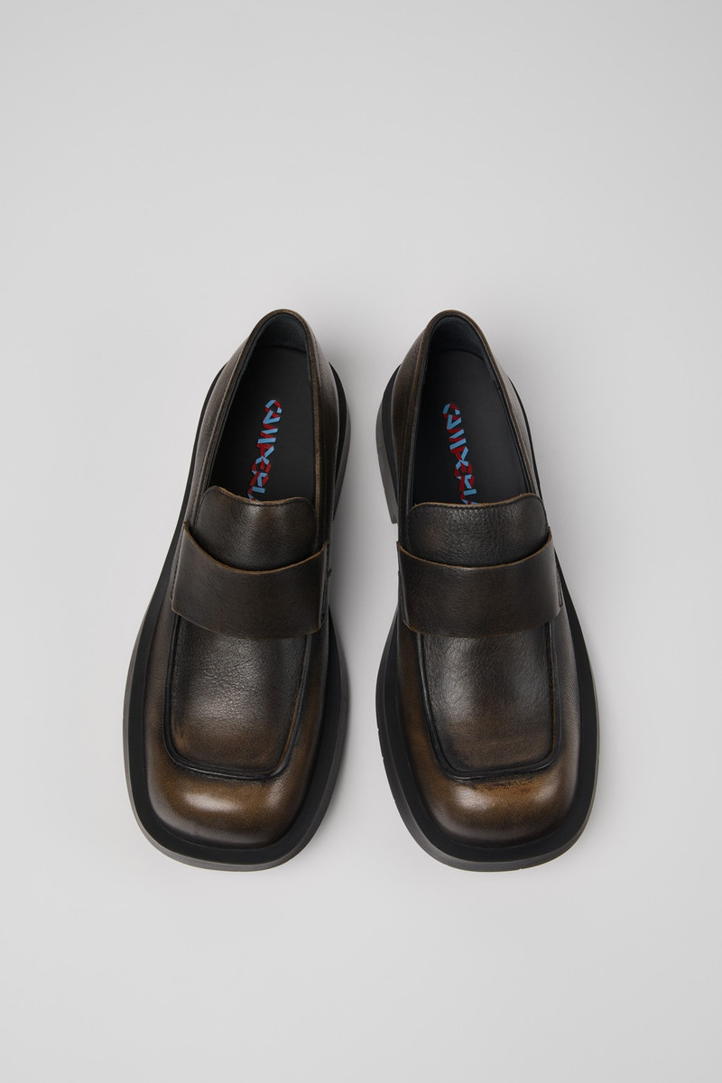 Three-Toned Brushed Leather Loafers 4