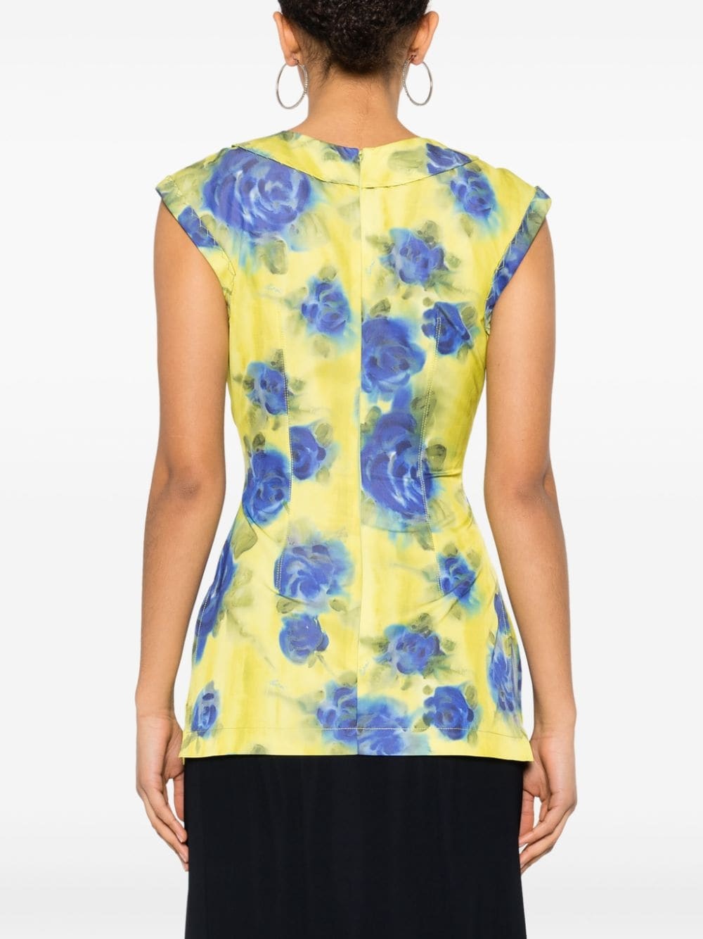 floral-print taffeta top - 4