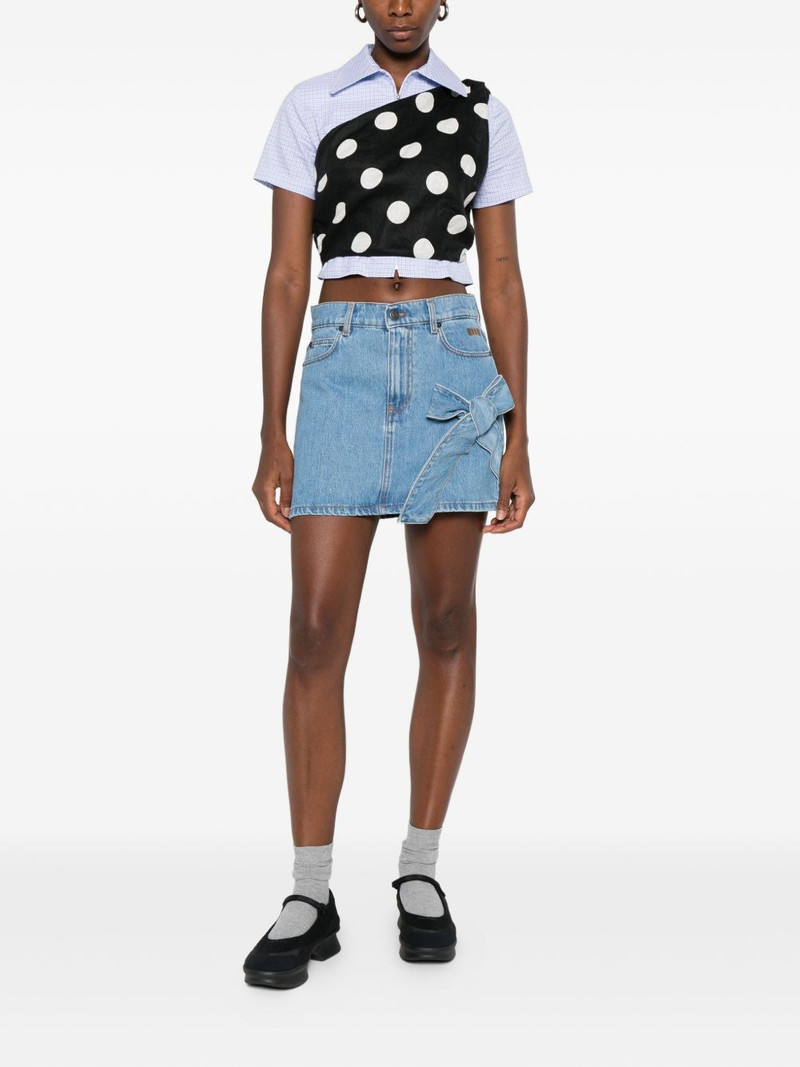 MSGM bow-detail denim mini straight skirt outlook
