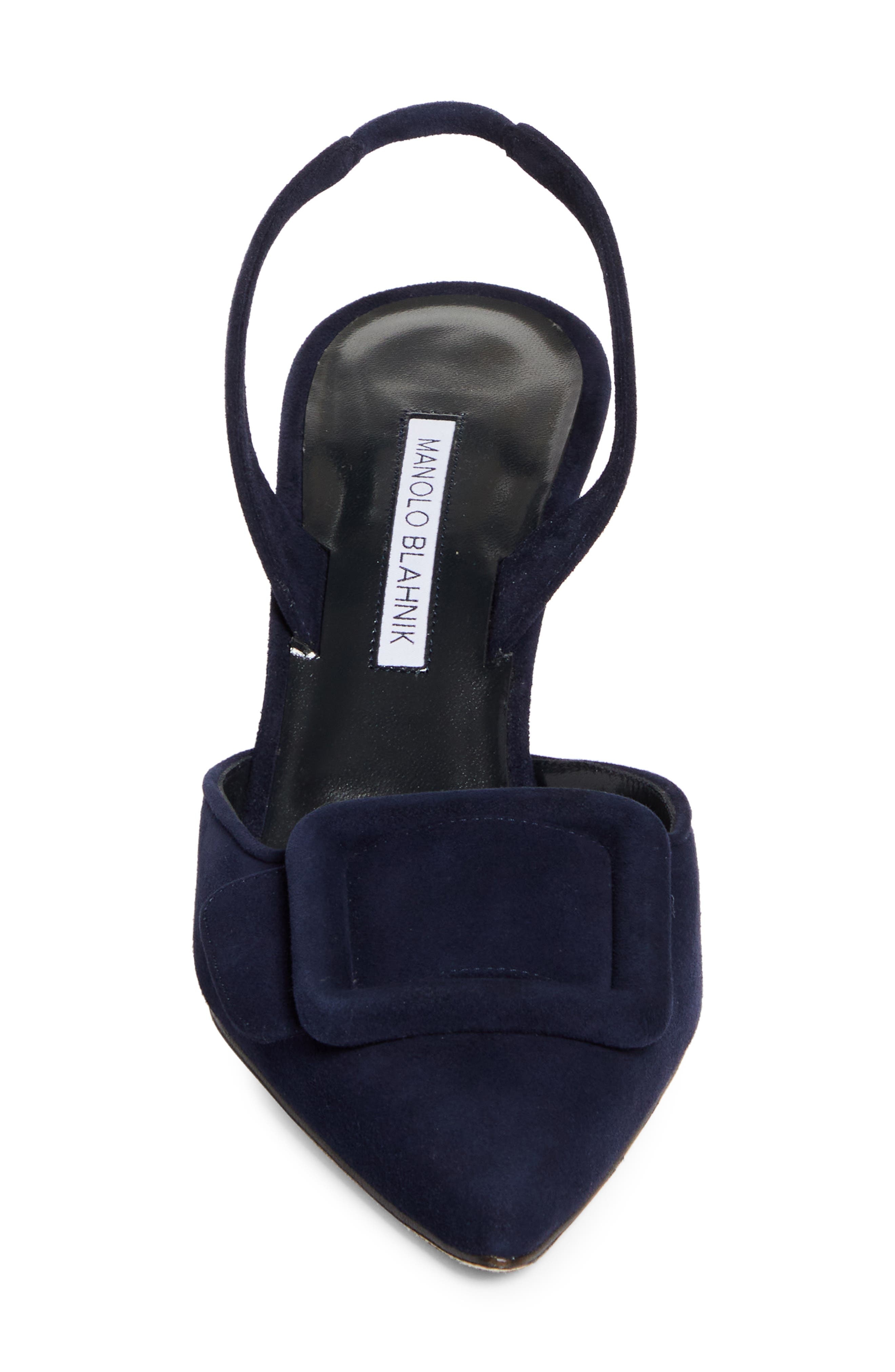 Manolo Blahnik Maysli Pointed Toe Slingback Pump in Navy4116 at Nordstrom - 4