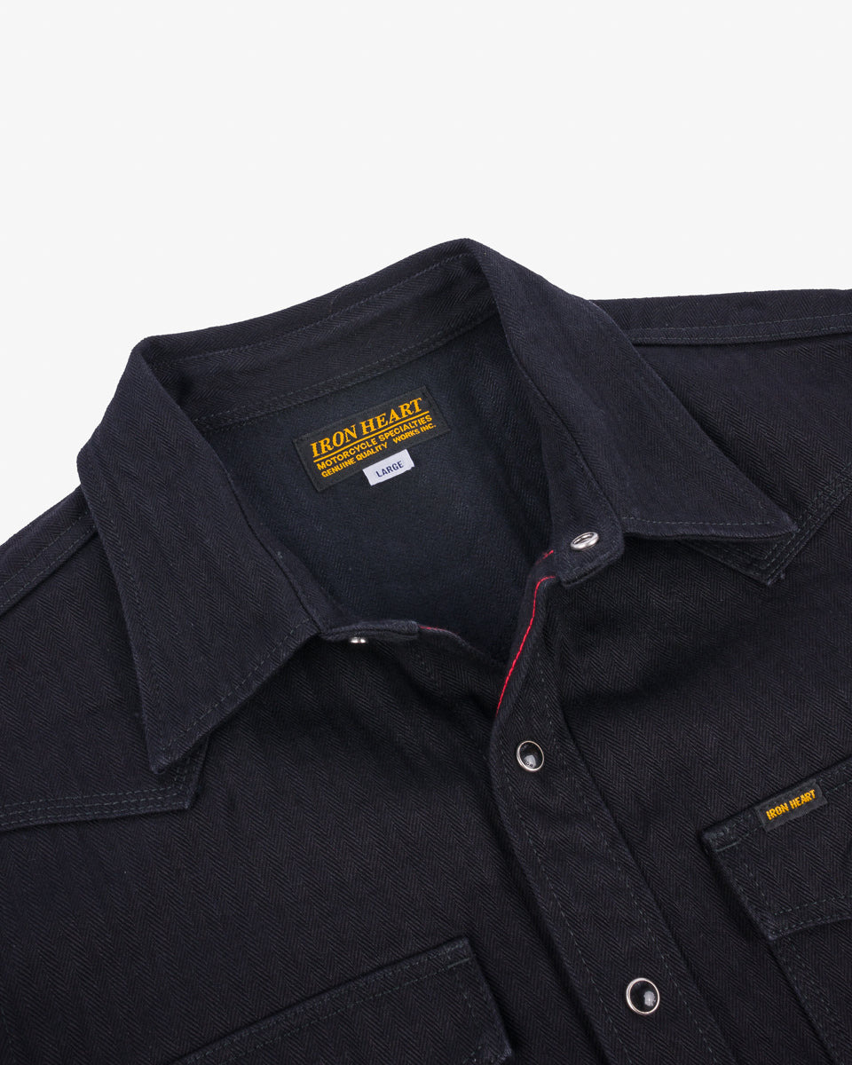 IHSH-410-BLK 14oz Herringbone CPO Western Shirt - Black - 5