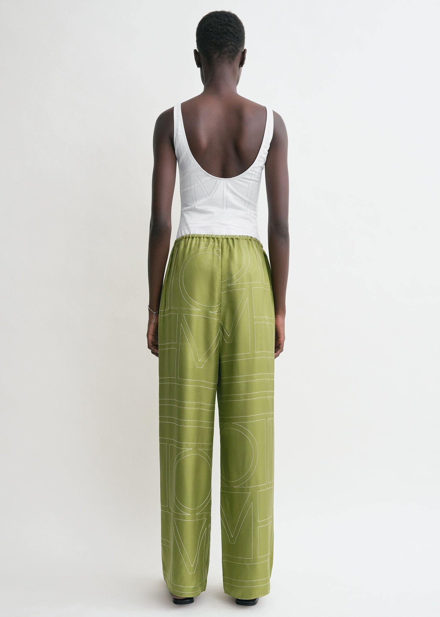 Monogram silk pj bottoms laurel - 4