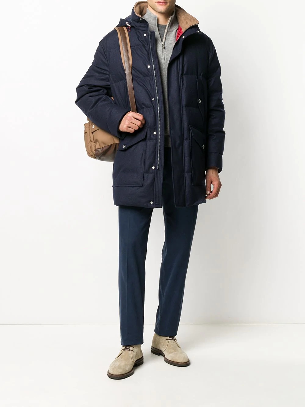 flannel down hooded coat - 2