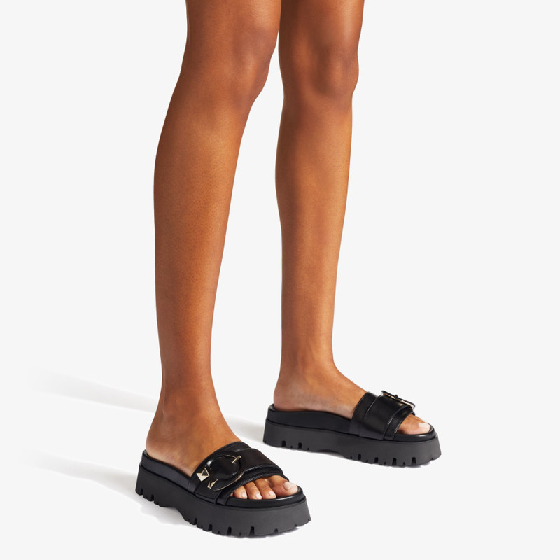 JIMMY CHOO Maiti Flat
Black Nappa Leather Flat Sandals with C-Buckle outlook