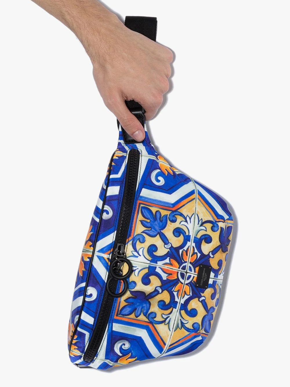 tile-print crossbody belt bag - 6