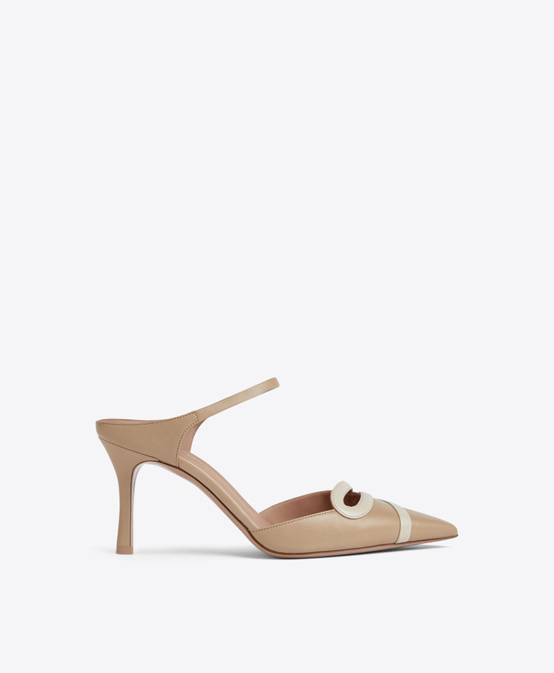 Bonnie 80 - Camel Leather Heeled Mules 1