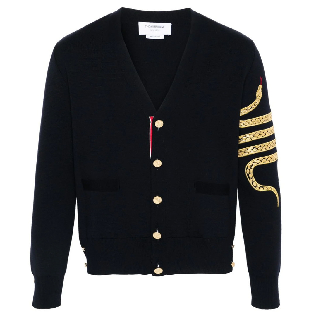Lunar New Year Wool 4-Bar V Neck Cardigan - 1