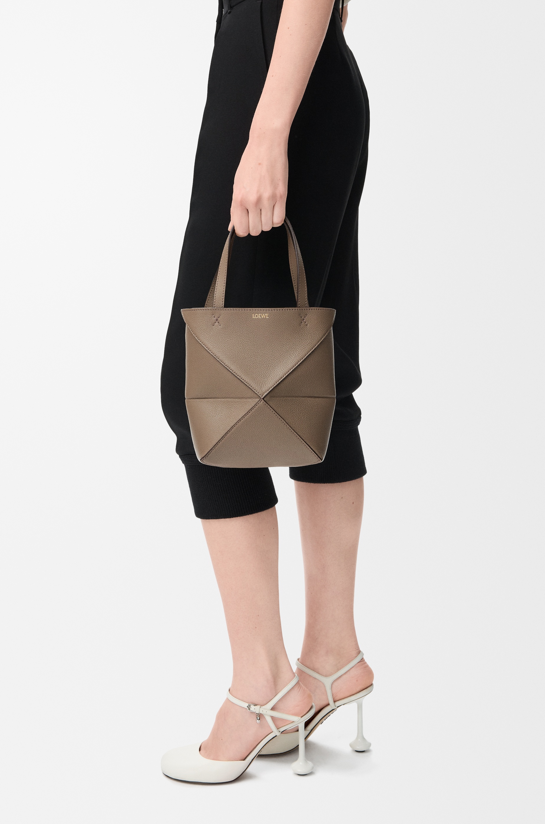 Mini Puzzle Fold tote in soft grained calfskin - 3