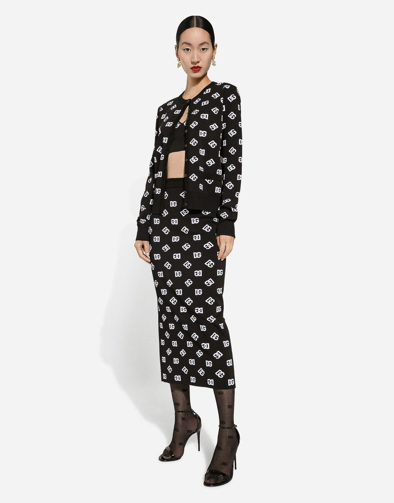 Viscose cardigan with jacquard DG logo 5