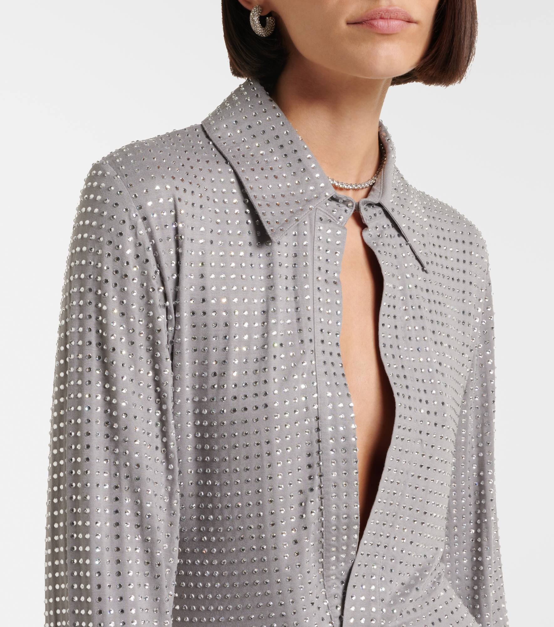 Crystal-embellished jersey shirt dress - 4