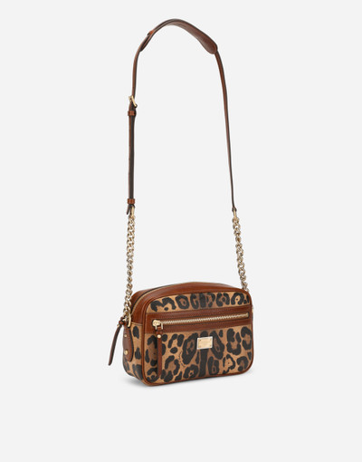 Dolce & Gabbana Medium crossbody bag in leopard-print Crespo with branded plate outlook