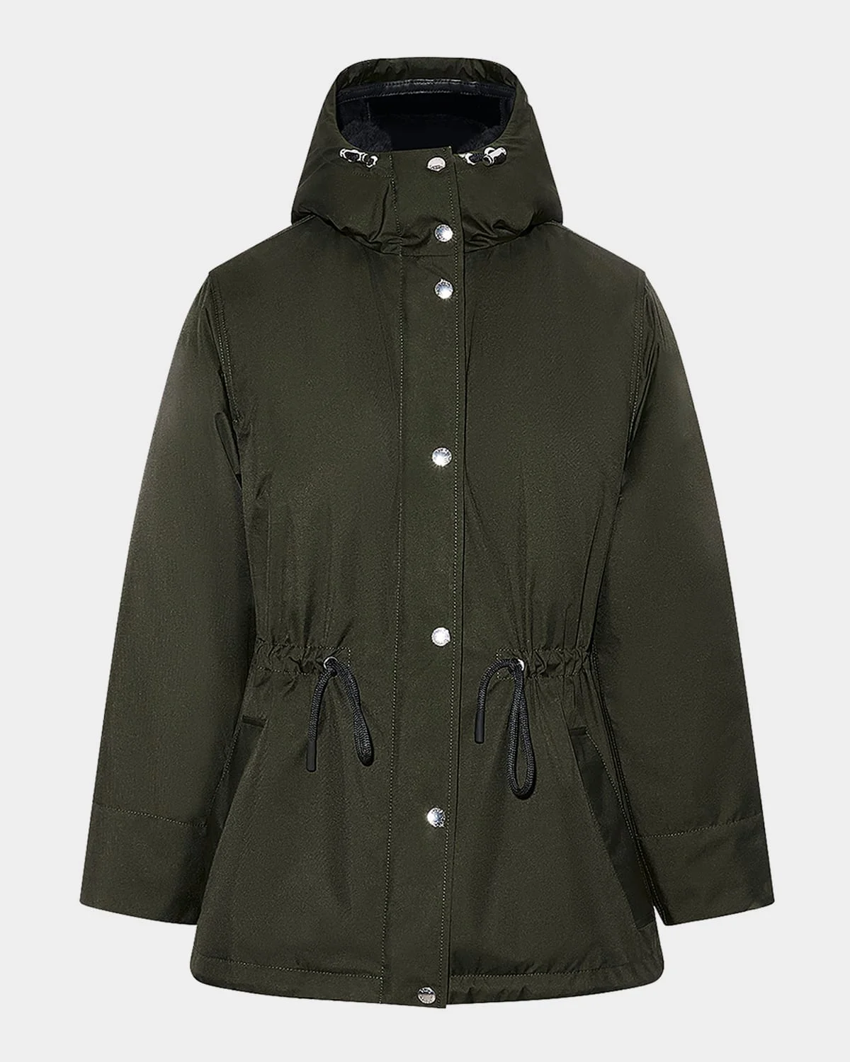 A-Line Down Jacket with Removable Hood & Fur Trim - 1