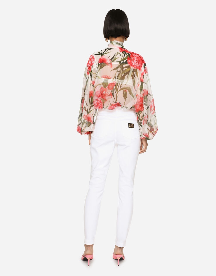 Carnation-print chiffon shirt - 3