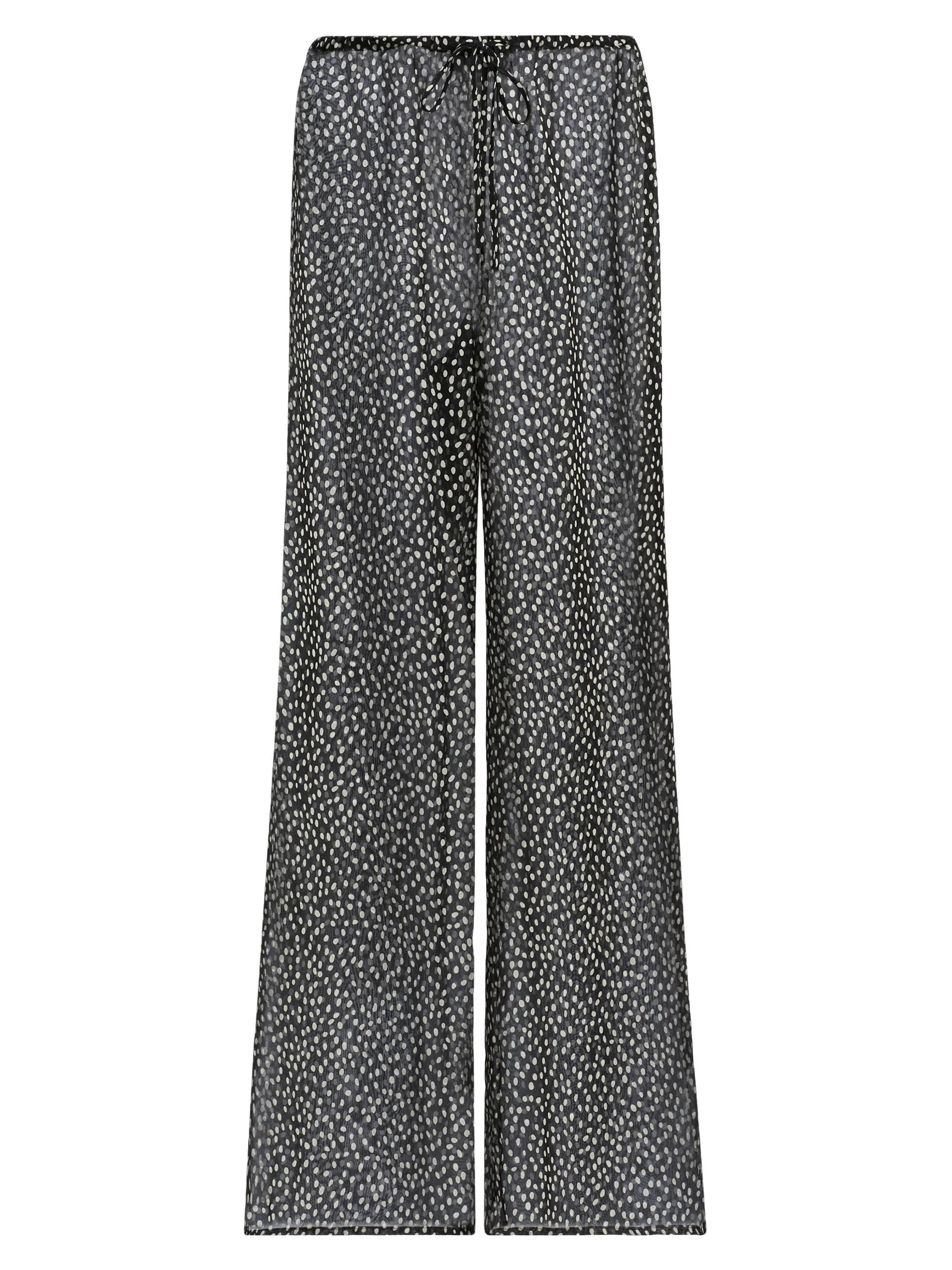 Women's Clea Wild Dot Silk Drawstring Pants - Wild Dot - 1