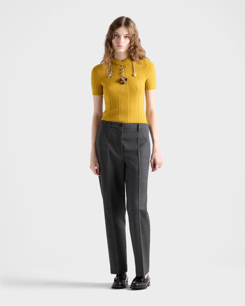 Prada Short-sleeved wool knit sweater with pendants outlook
