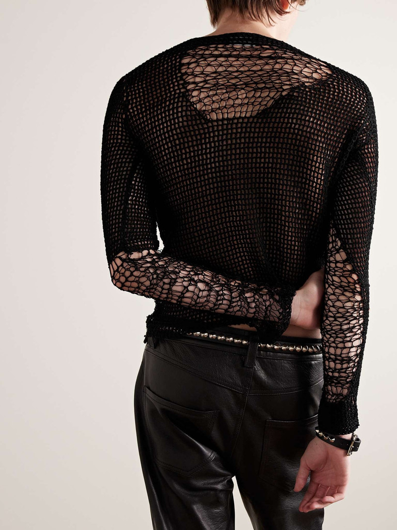Slim-Fit Distressed Open-Knit Cotton Sweater 3