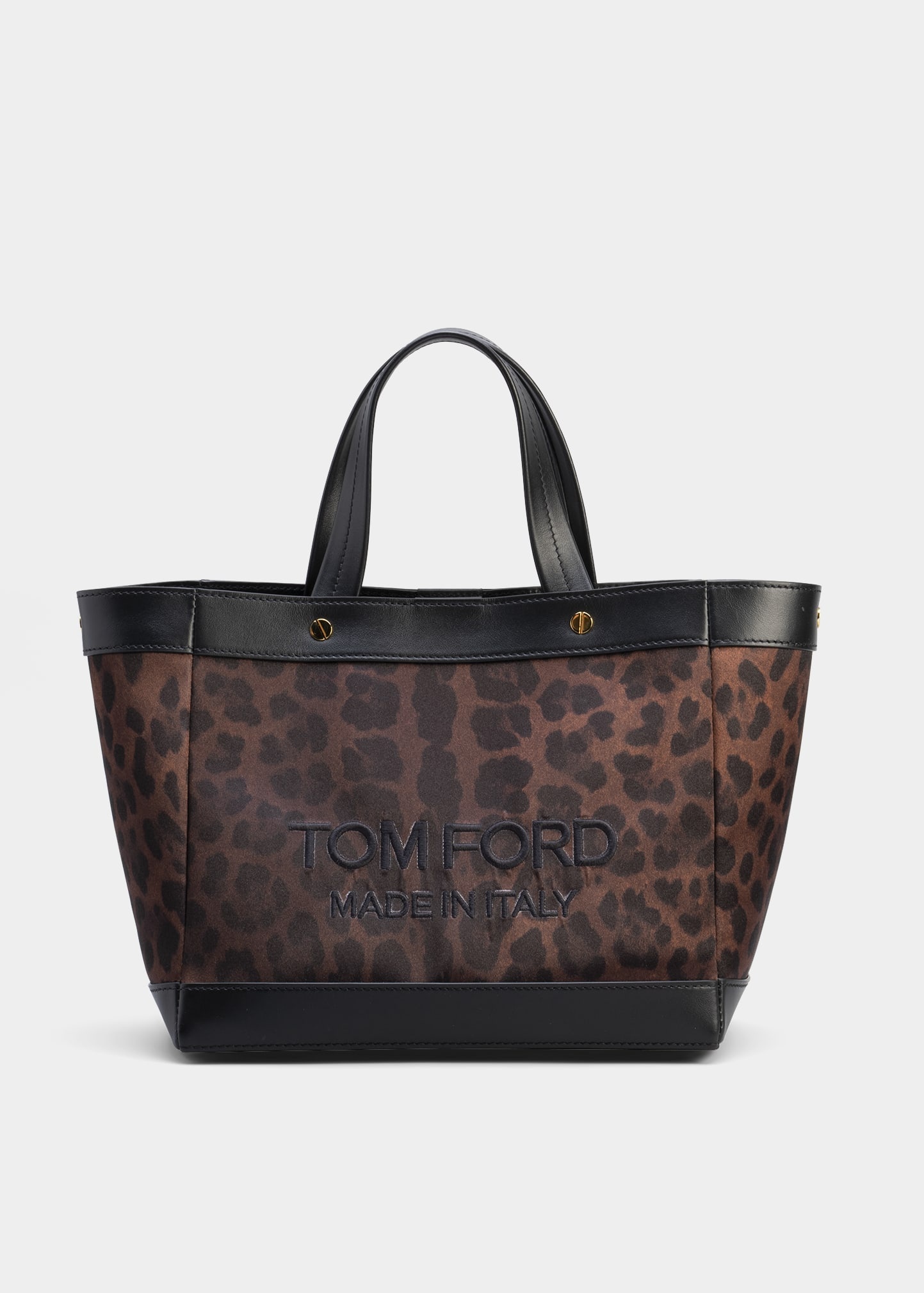 Tom Ford Animalier Mini T Screw Shopper Tote in Black and Brown