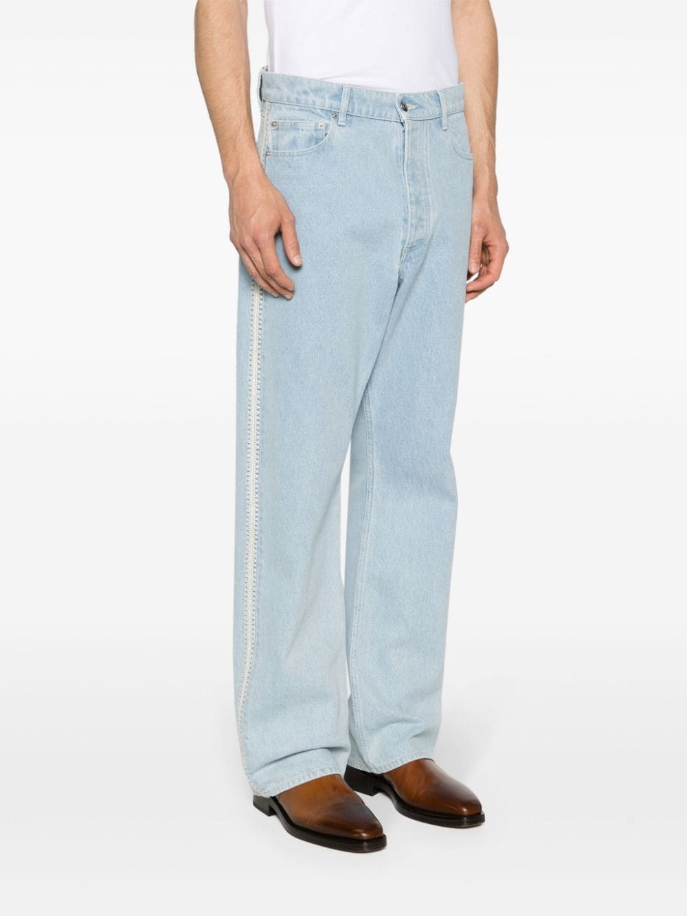 crochet-detailed straight-leg jeans - 3