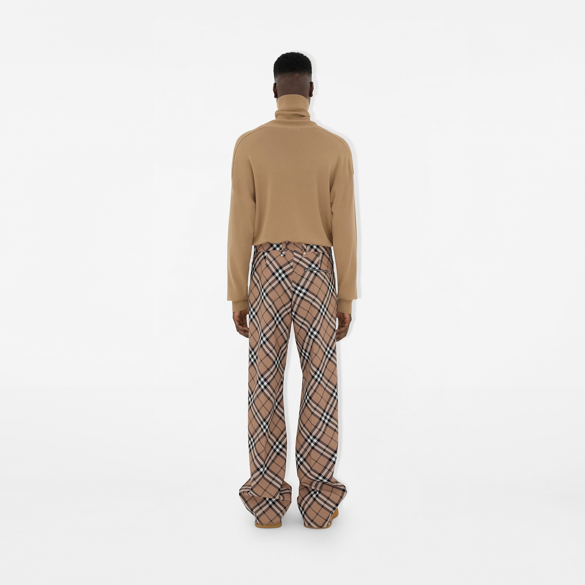 Check Wool Blend Tailored Trousers - 4