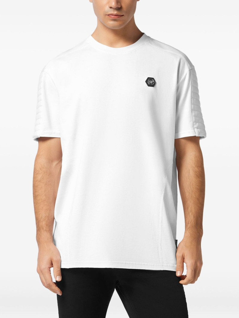 quilted-panel round-neck T-shirt 1