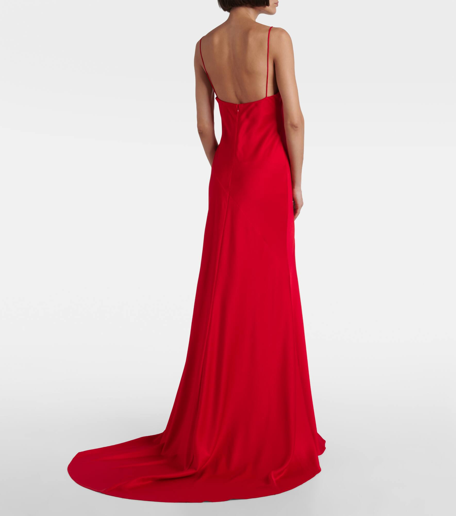 Lace-trimmed crêpe satin gown - 3