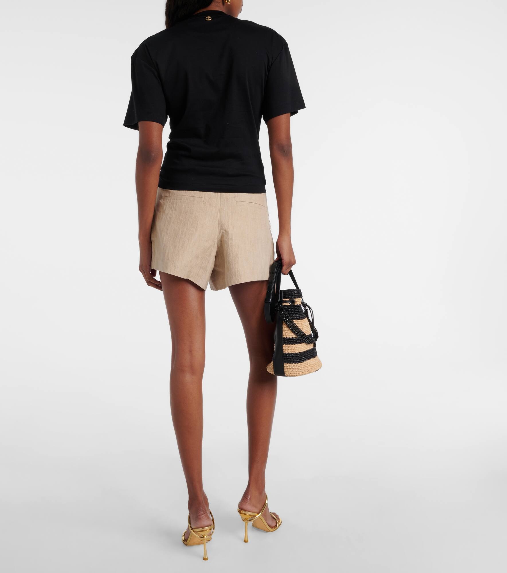 Gathered cotton jersey crop top - 3