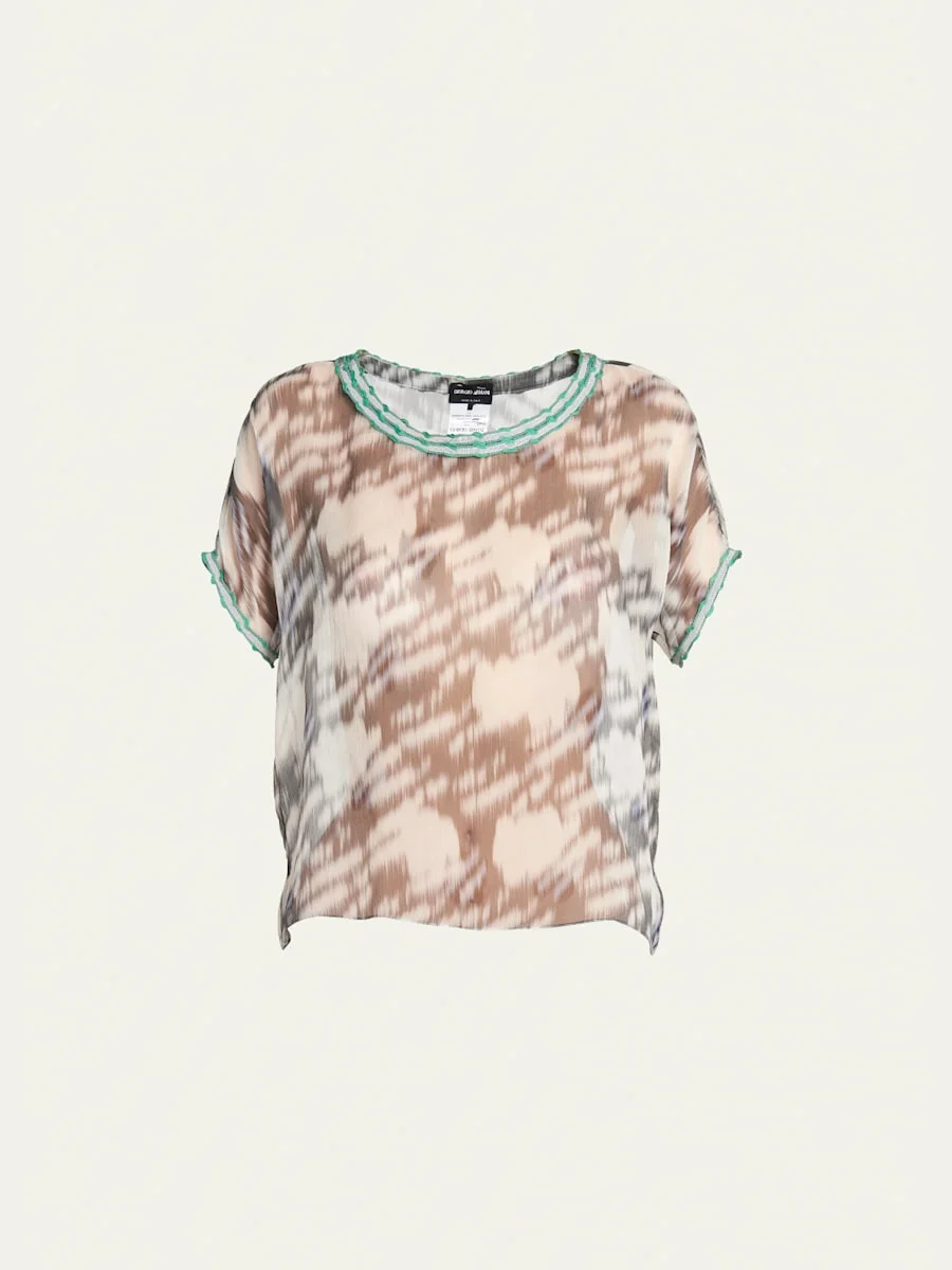 Abstract Leopard Print Sheer Blouse - 1