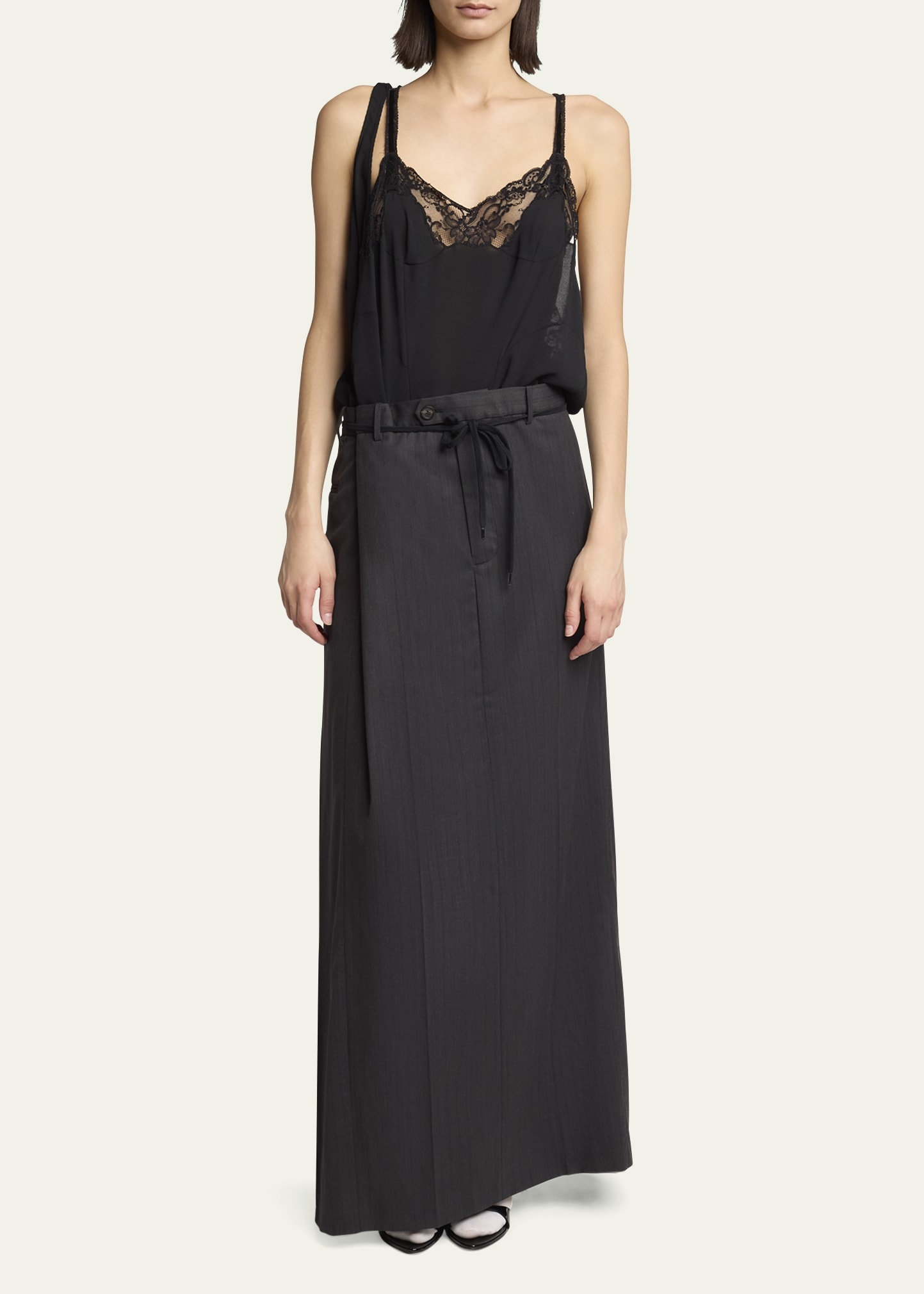 Long Hybrid Belted Slip Dress - 2