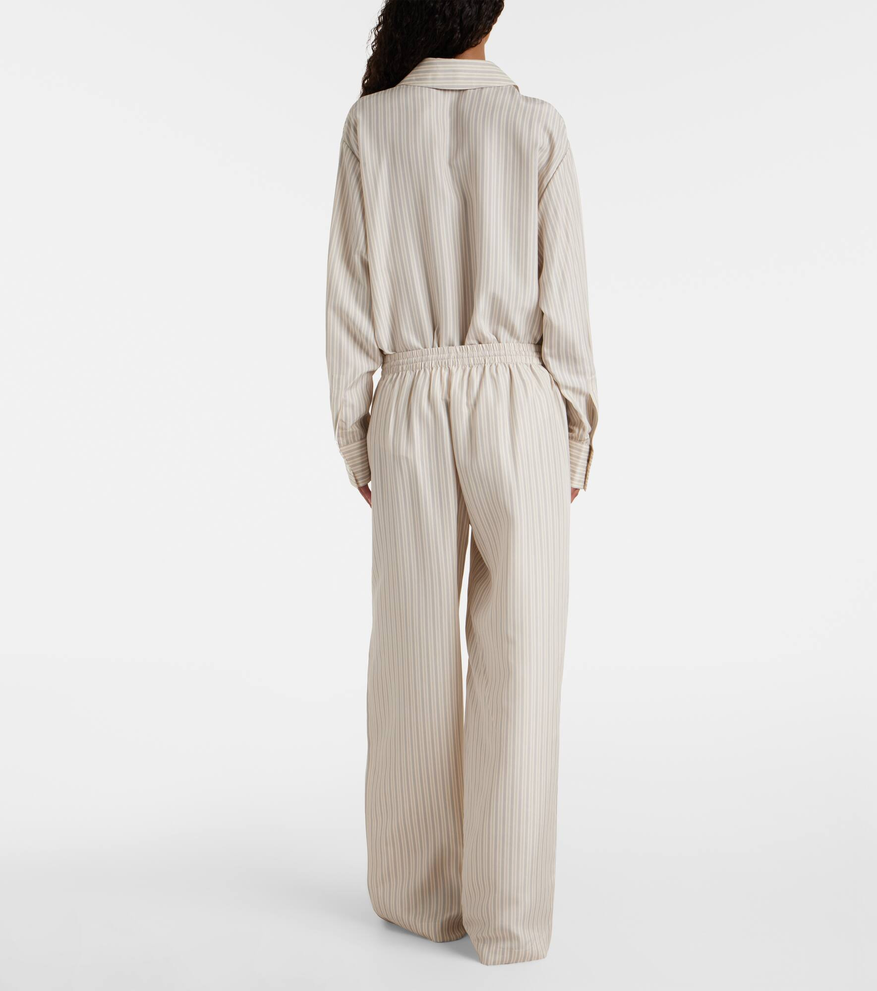 Striped silk wide-leg pants - 3