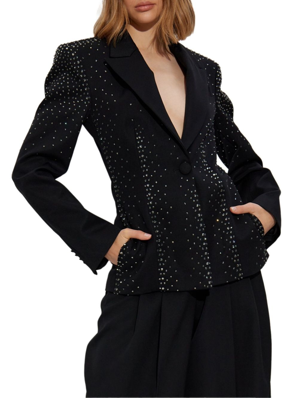 crystal-embellished blazer - 4