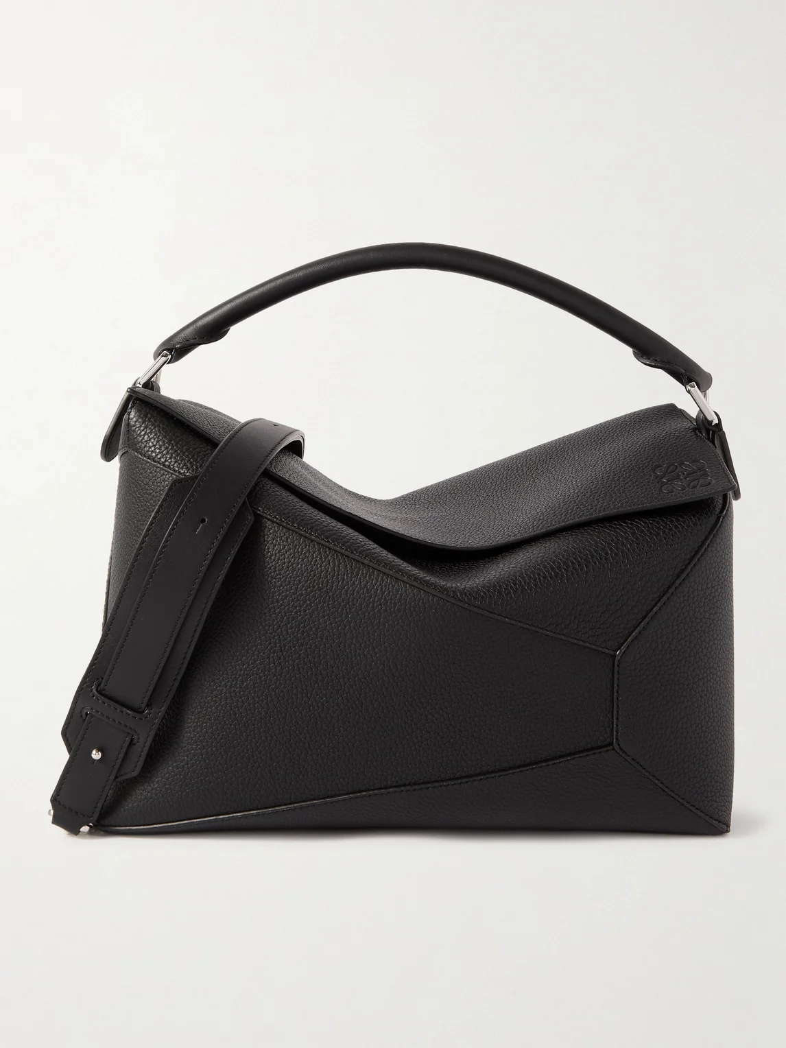 Puzzle Edge Large Logo-Debossed Full-Grain Leather Messenger Bag - 1