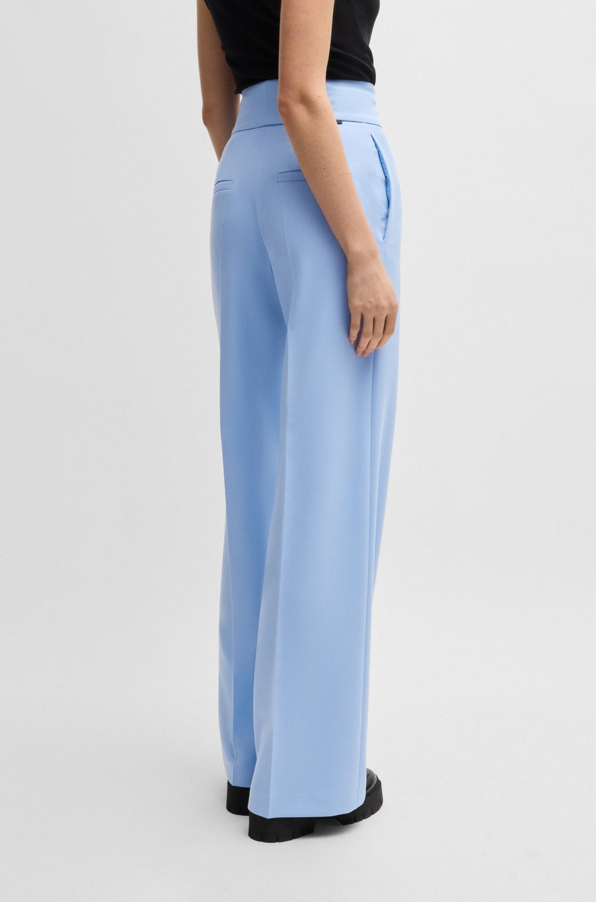 REGULAR-FIT HIGH-WAISTED TROUSERS WITH FLARED LEG - 4