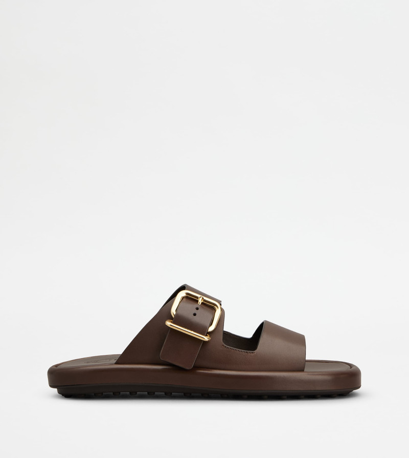 SANDALS IN LEATHER - BROWN 1