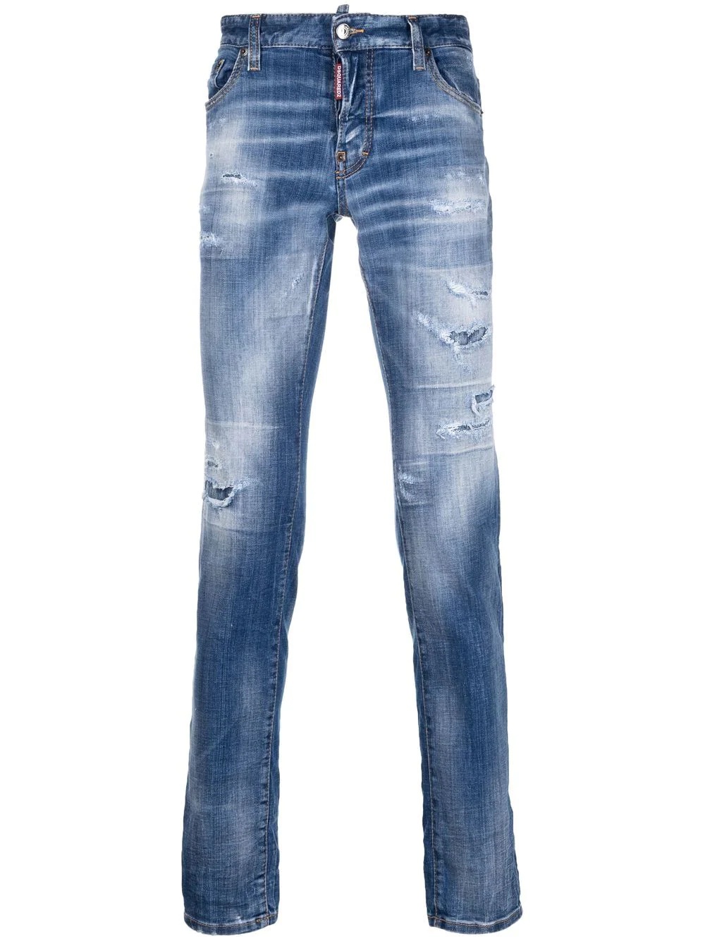 distressed-finish slim-fit jeans - 1