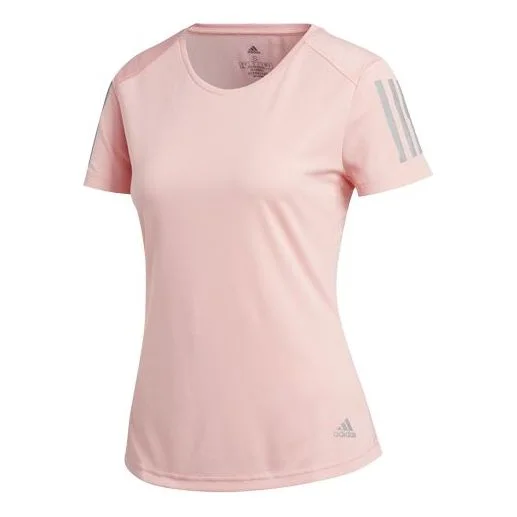 (WMNS) adidas Own The Run Tee Reflective Printing Sports Short Sleeve Pink FL7815 - 1