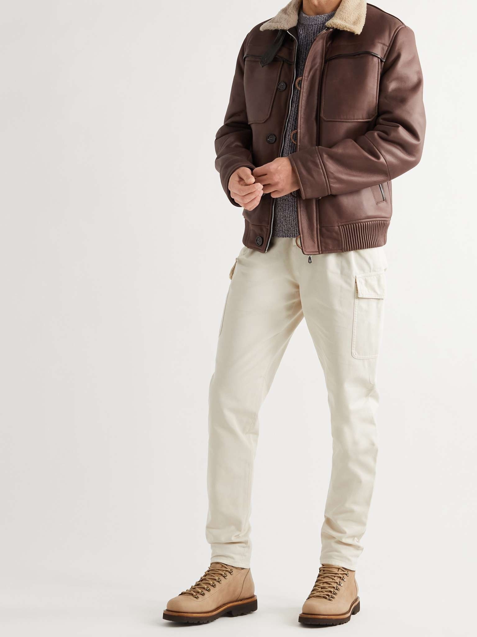 Shearling-Lined Leather Jacket - 2