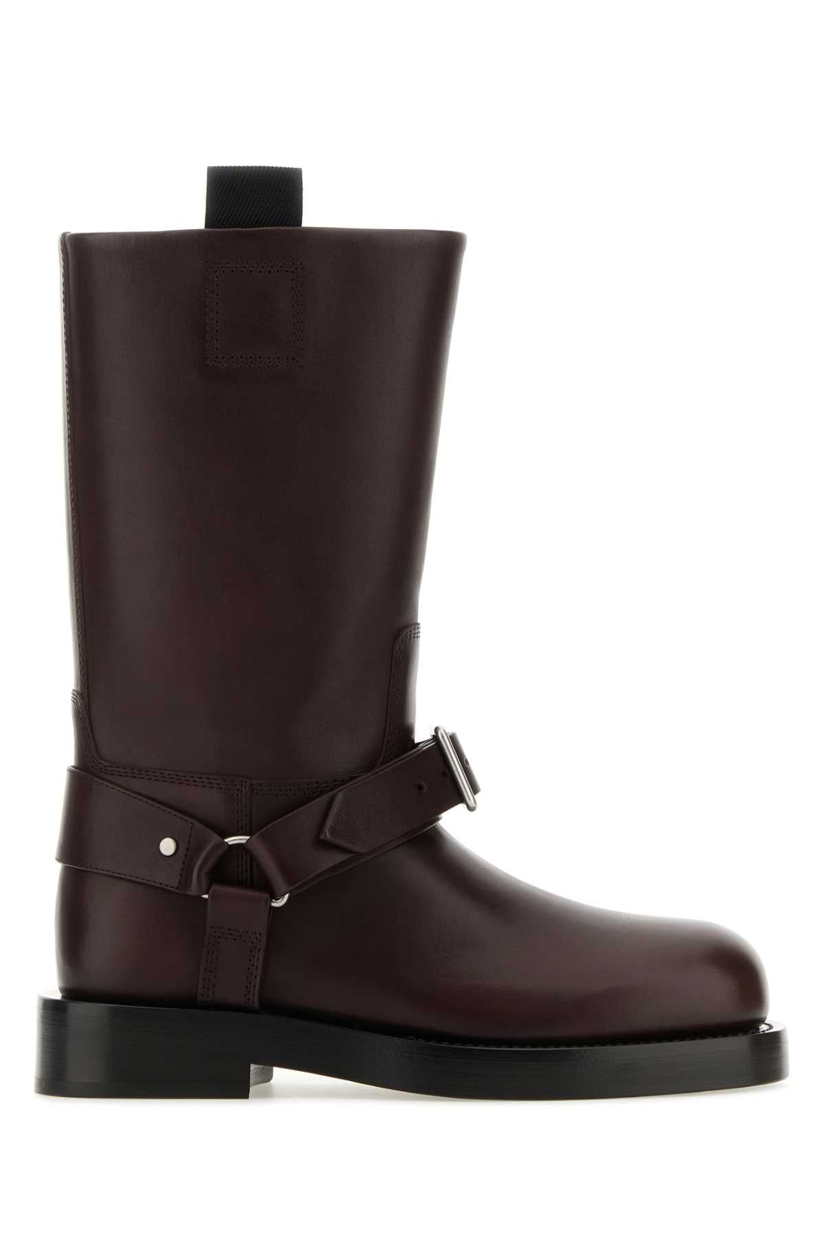 Burberry Women Aubergine Leather Saddle Ankle Boots - 1