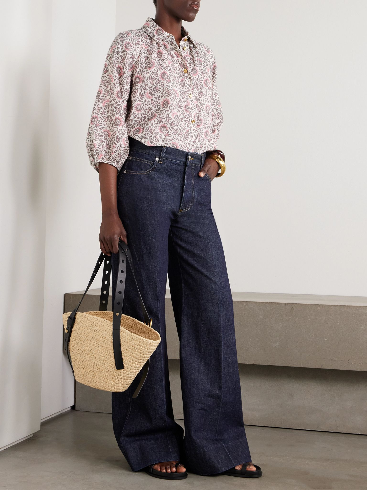 Olivia oversized printed linen shirt Multi - 2