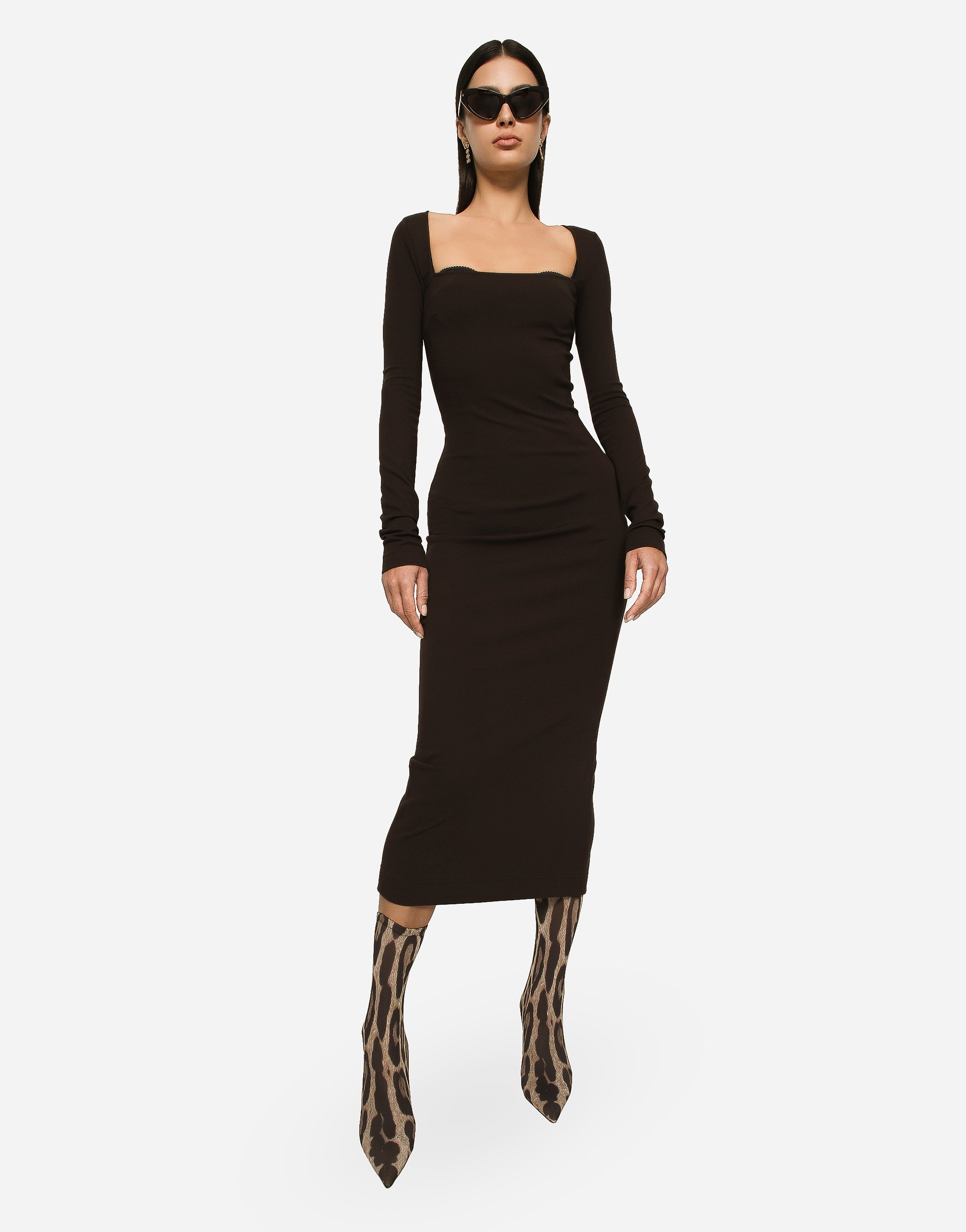 Technical jersey calf-length dress - 2