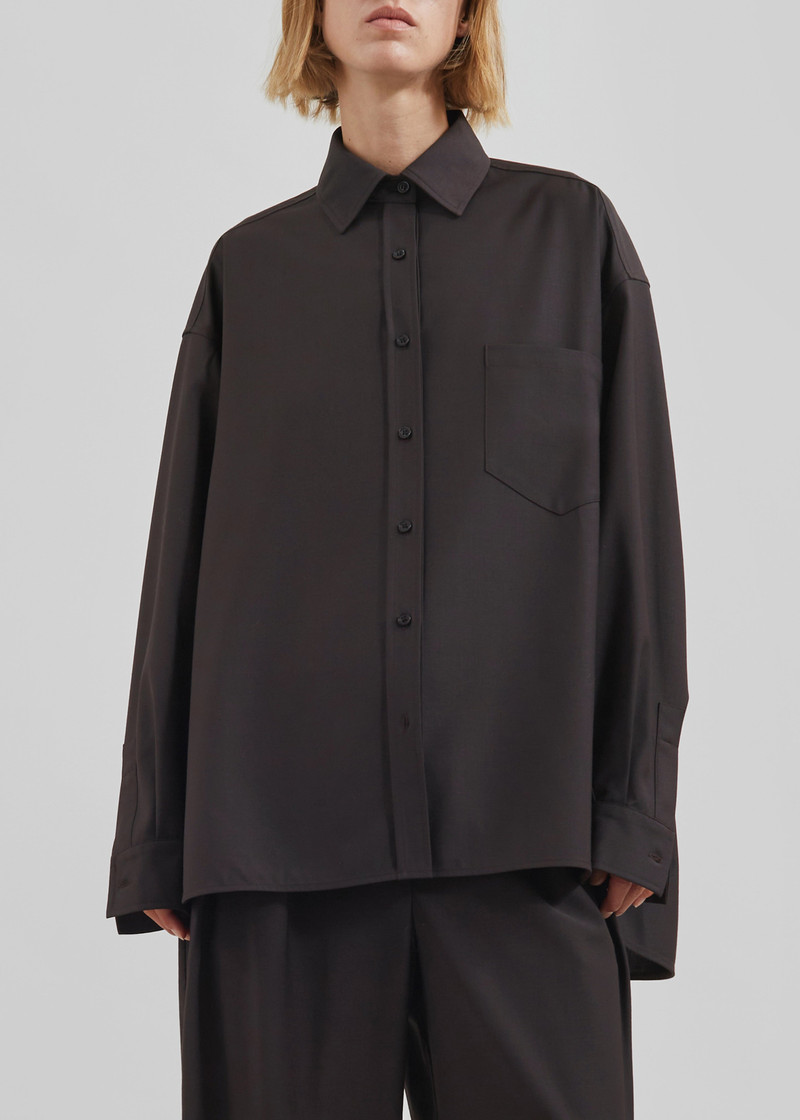 Georgia Wool Blend Shirt - Brown 4