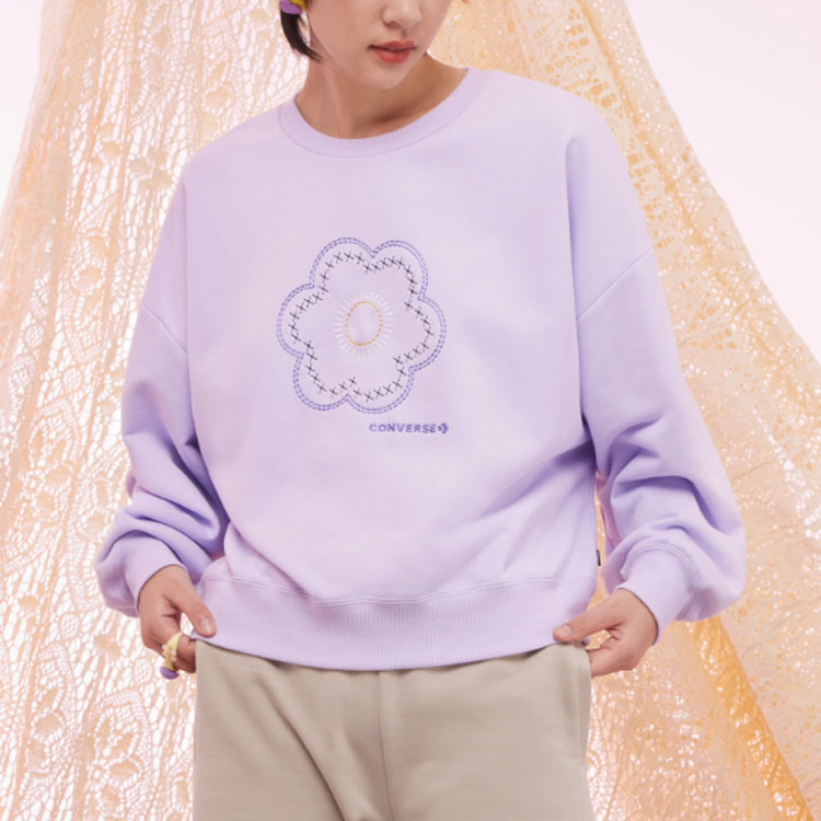 (WMNS) Converse Floral Crewneck 'Lilac' 10025522-A02 - 4