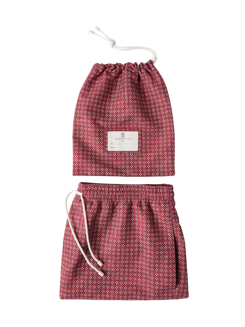 Men's Flower Print Nylon Swim Shorts - Cherry 4