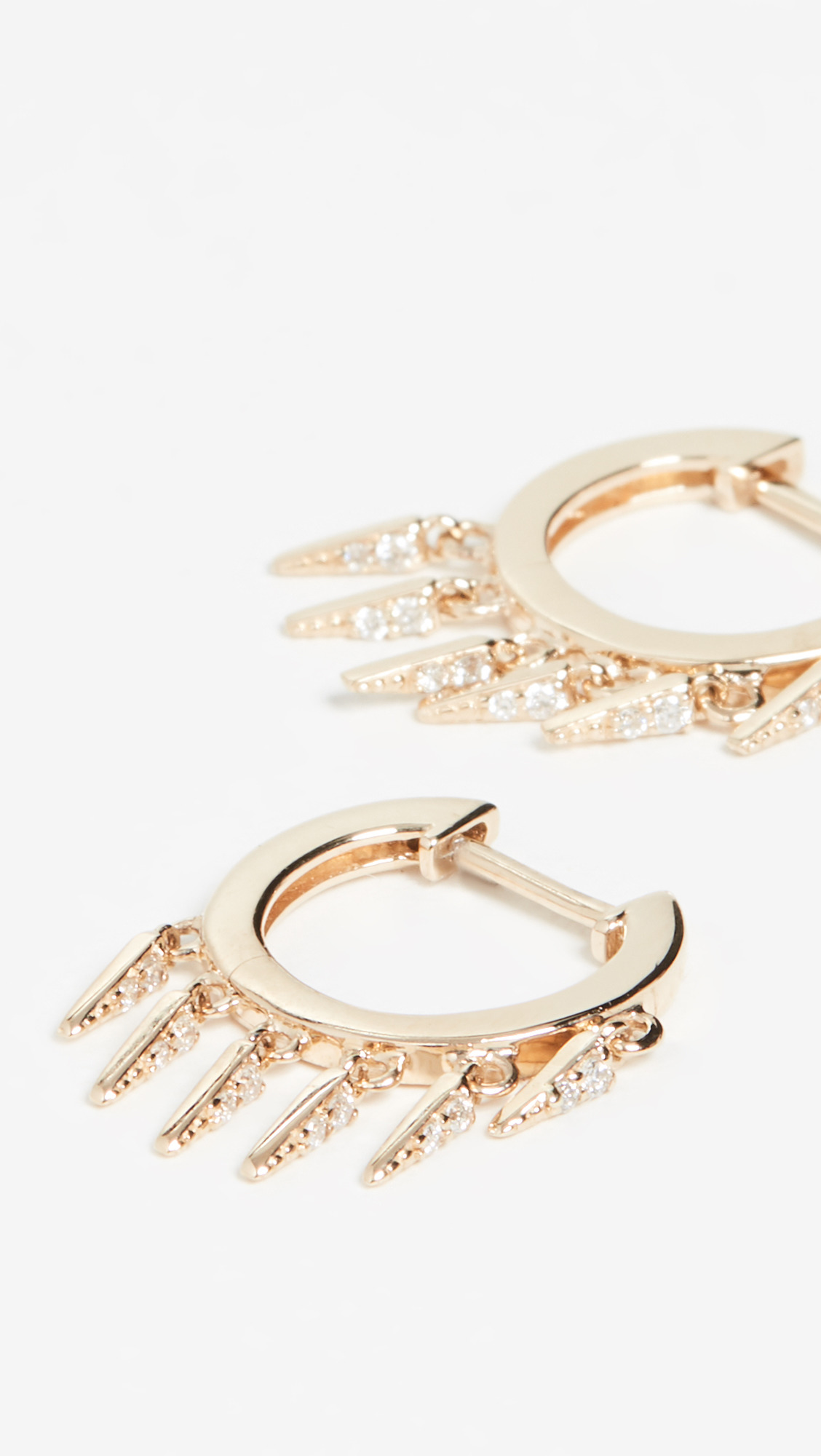 14k Gold Small Pave Fringe Huggies - 3