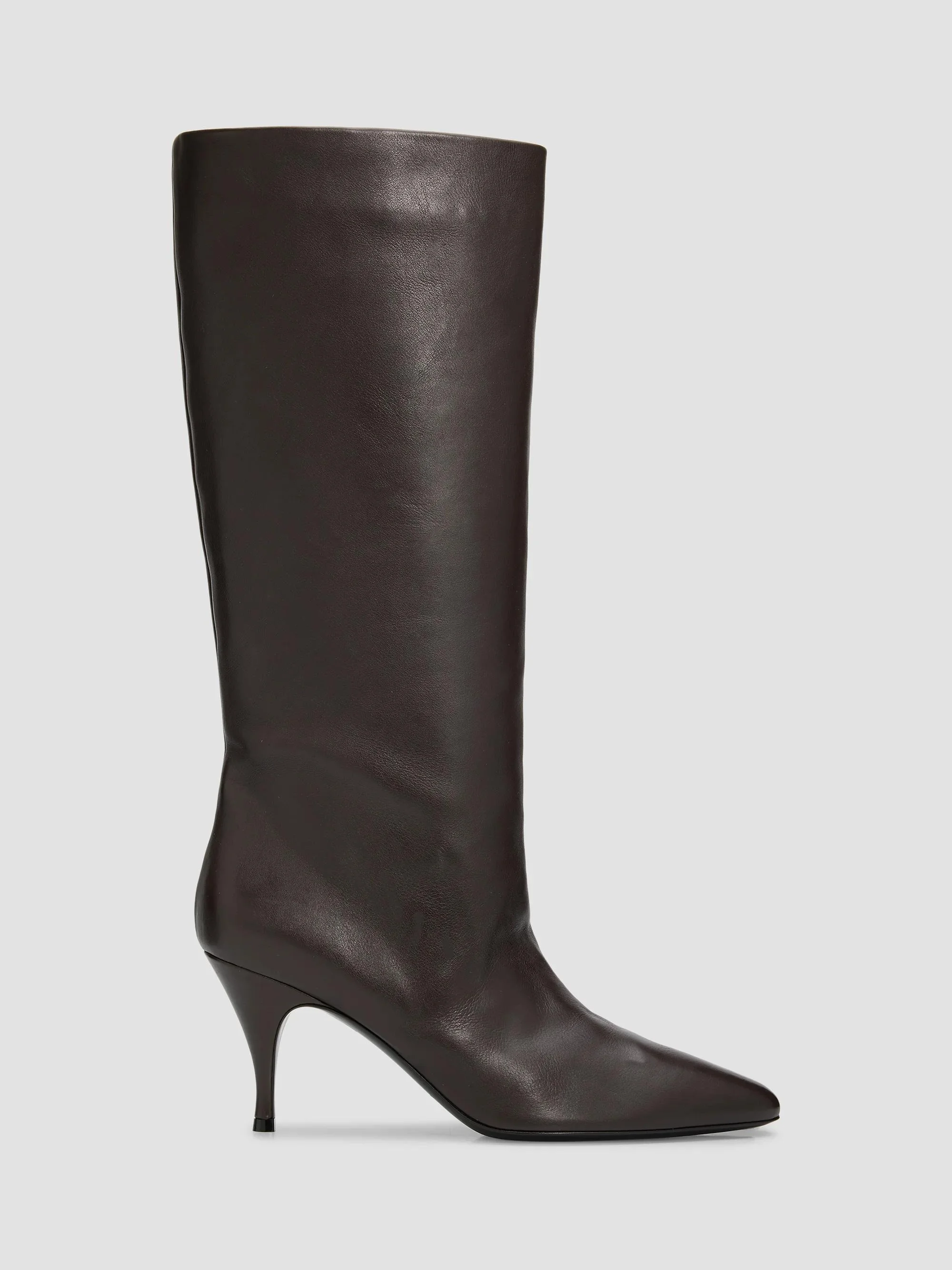 Women's Silhouette 80MM Leather Knee-High Boots - Calf Dark Brown - 1