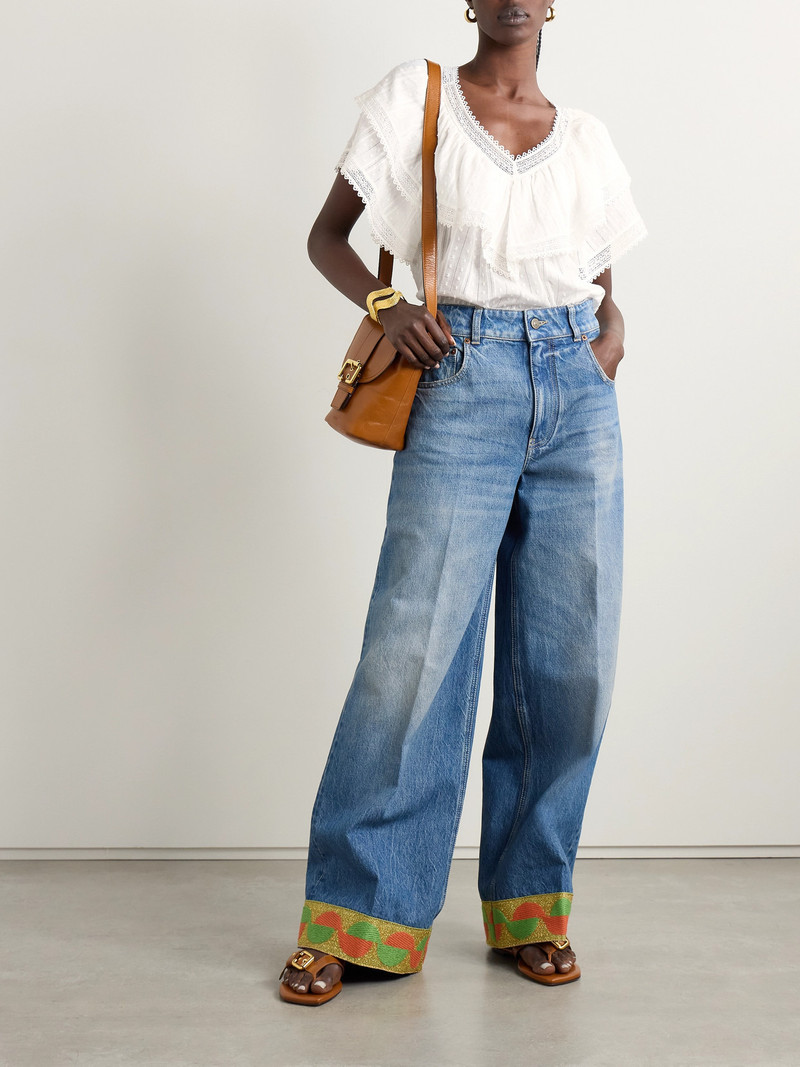 DÔEN Cosenza Ruffled Crochet-trimmed Fil Coupé Cotton-voile Blouse outlook