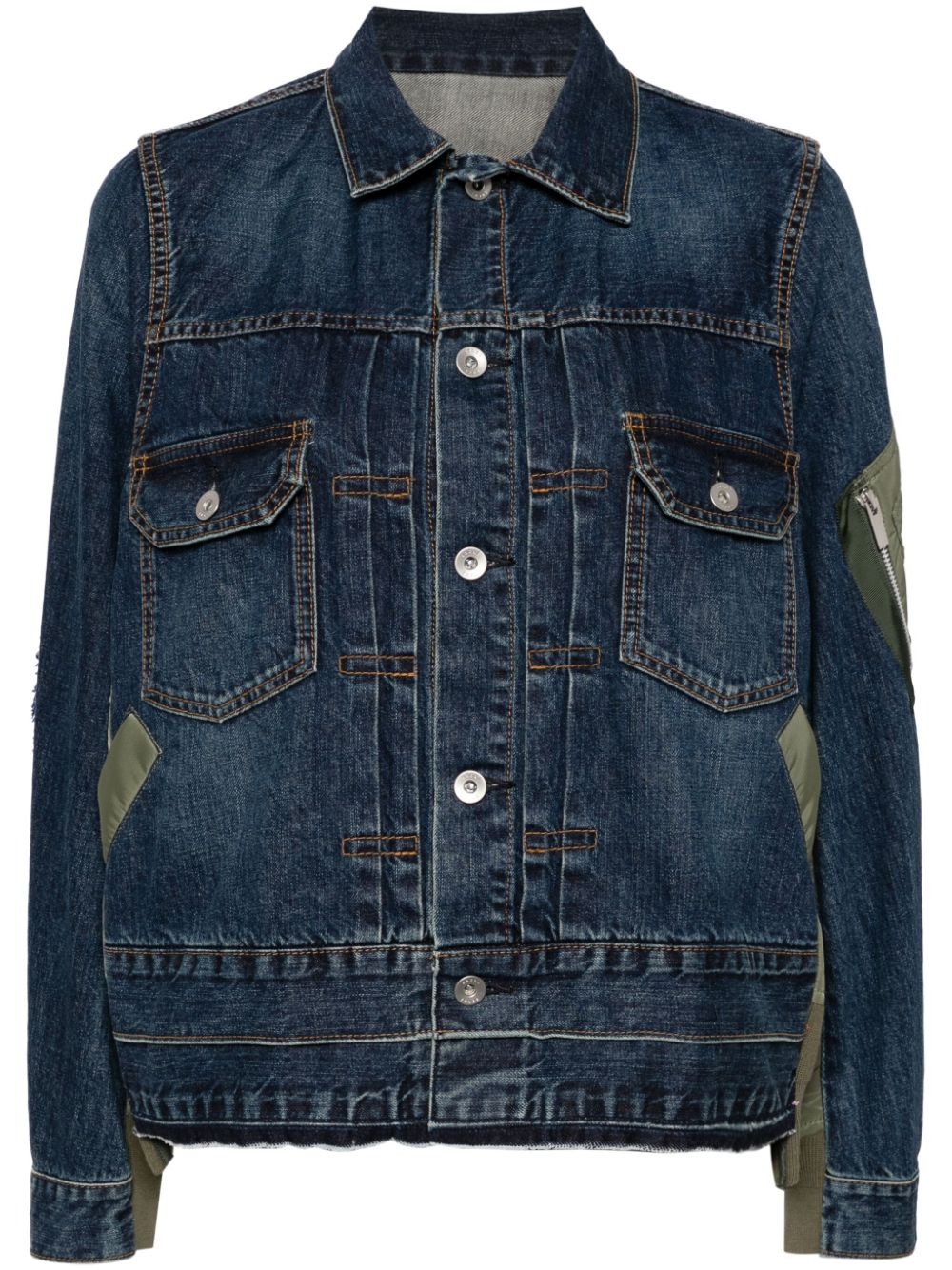 panelled denim jacket - 1