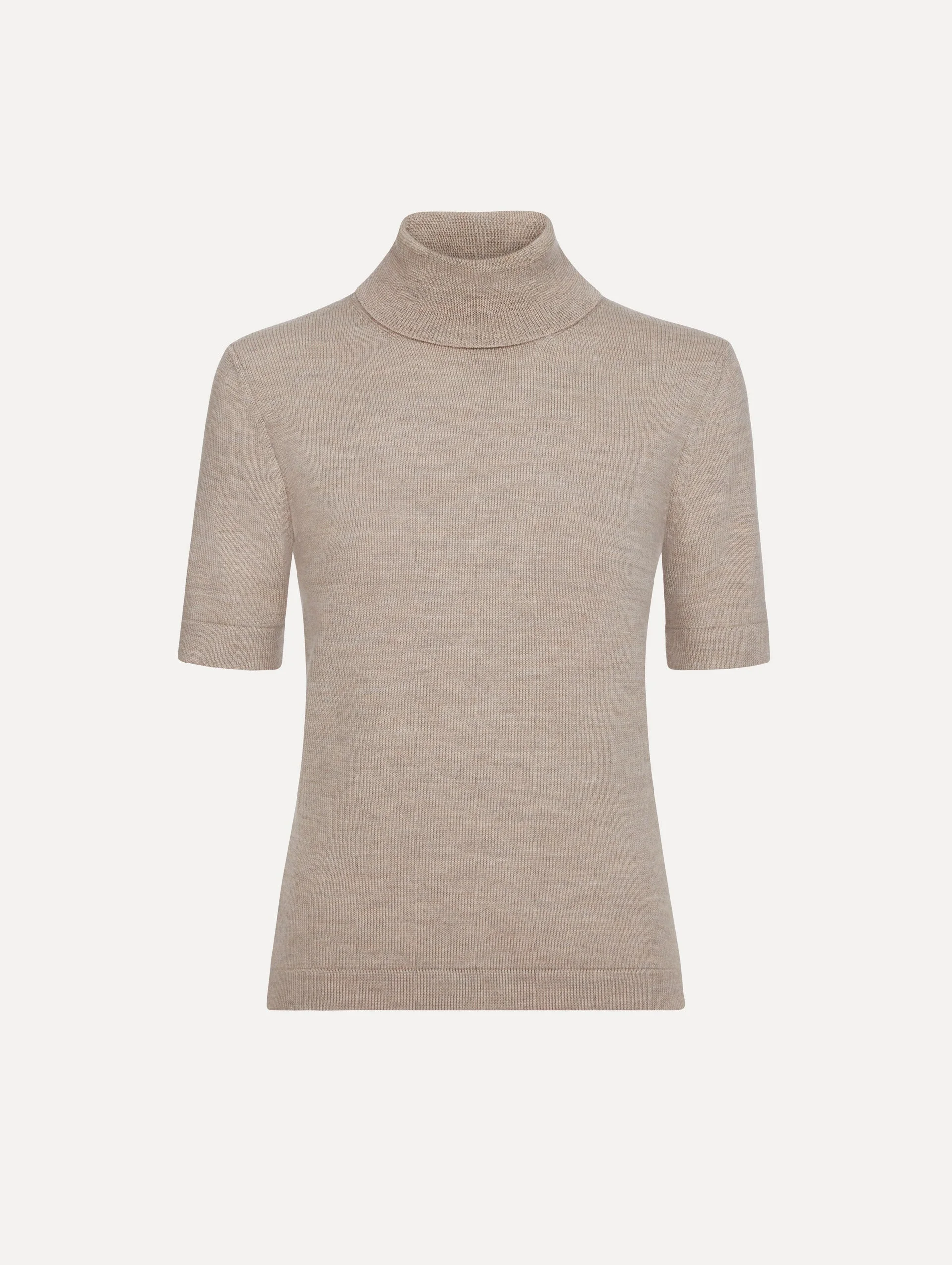 TURTLENECK WOOL SHORT-SLEEVE PULLOVER - 1