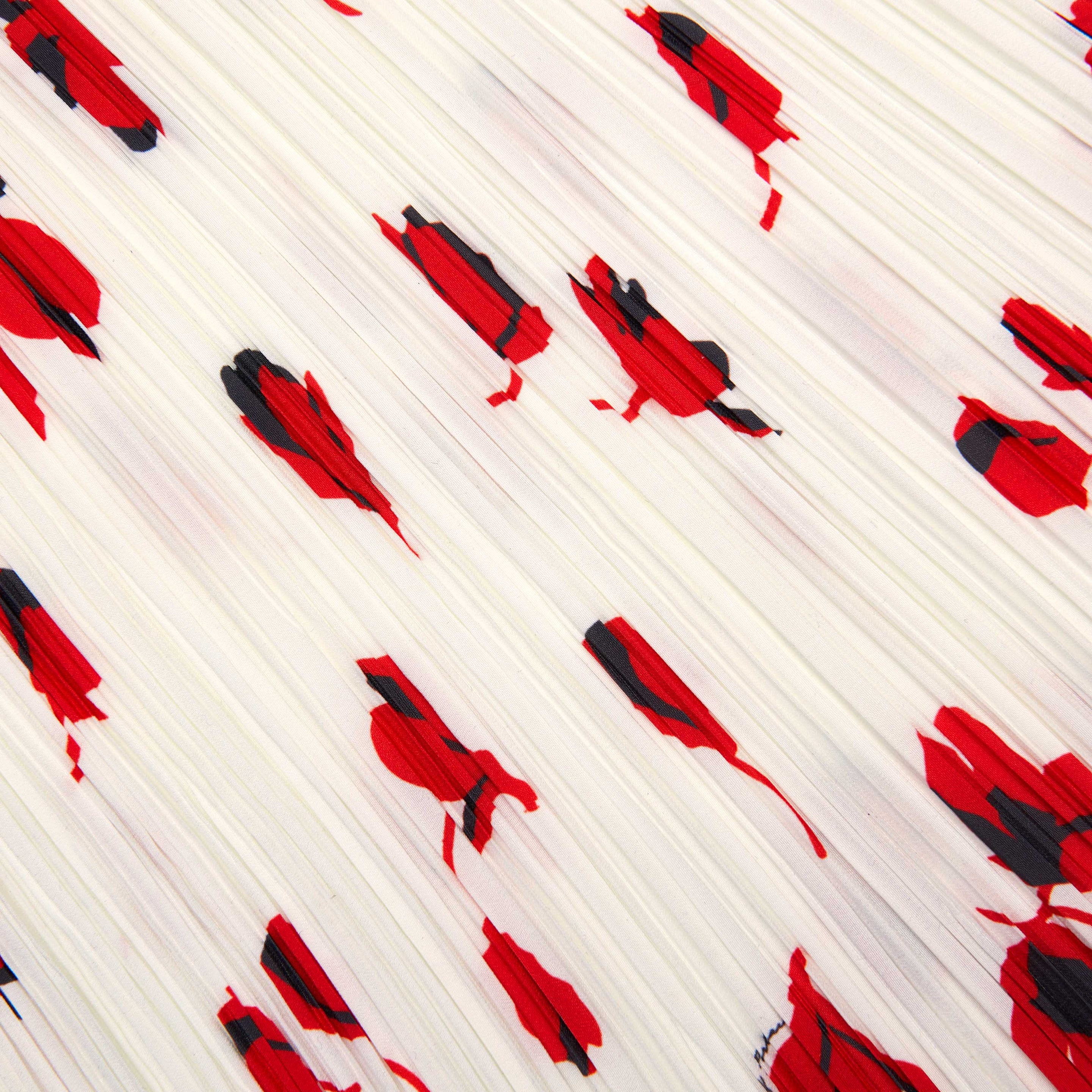 White Floral Plisse  Midi Skirt - 5