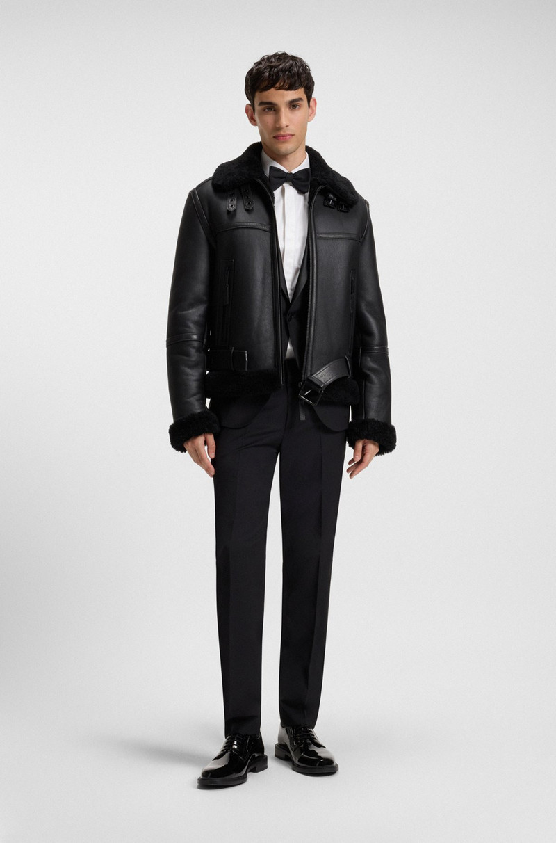 HUGO SHEARLING-TRIM JACKET IN LEATHER outlook