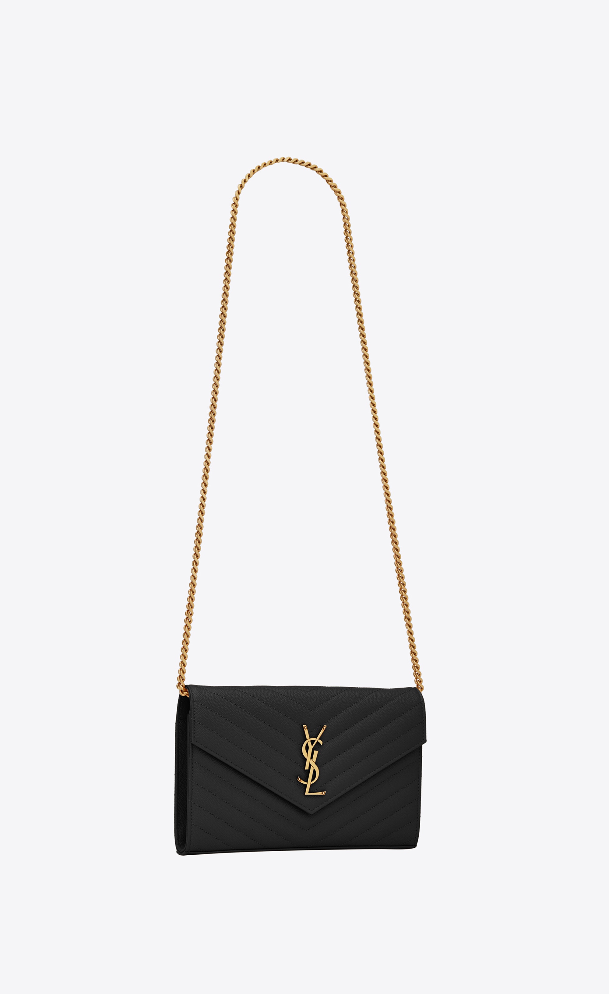 cassandre saint laurent matelassé chain wallet in grain de poudre embossed leather - 6